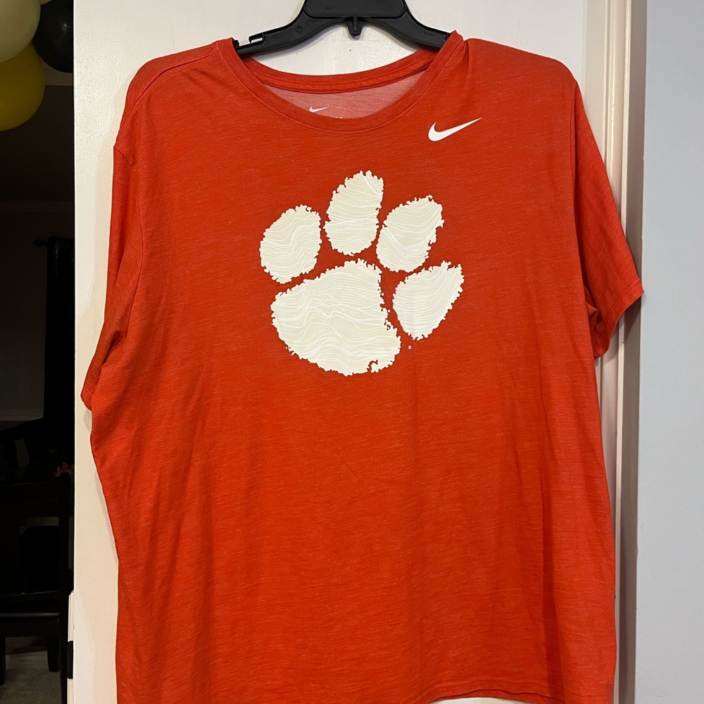 Nike Orange Tee with White Paw Graphic